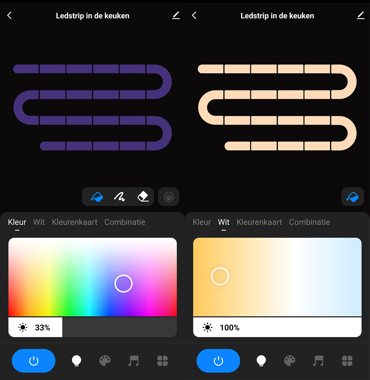 action ledstrip instellen in de app