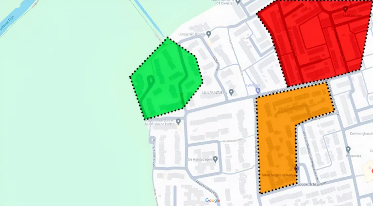 Geofencing om een wijk heen